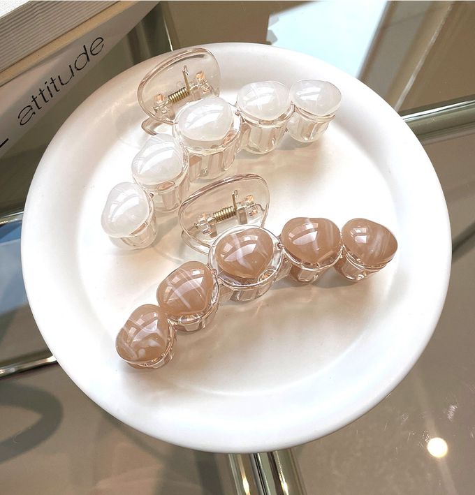 韓國 Soo&Soo - 正韓製果凍透明感髮夾/抓夾-卡其