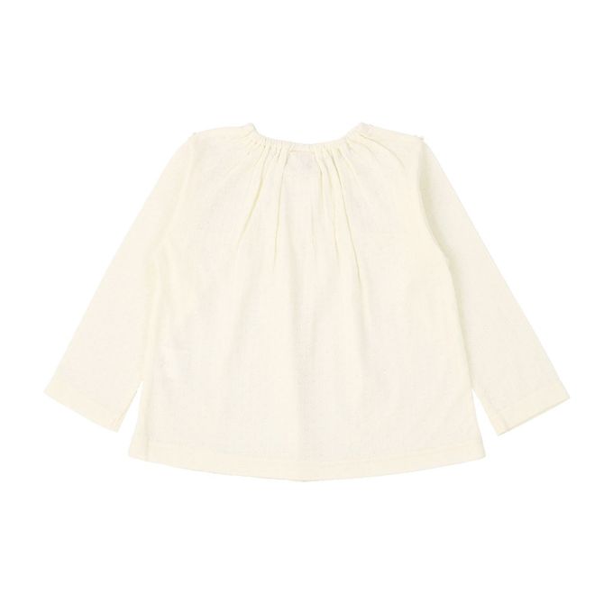 日本 ZOOLAND - 清新紋理假二件長袖上衣-小花領-象牙