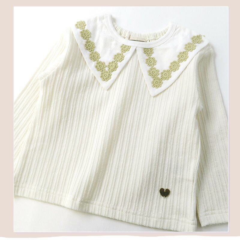 日本 ZOOLAND - 古典水手領緹花長袖上衣-象牙