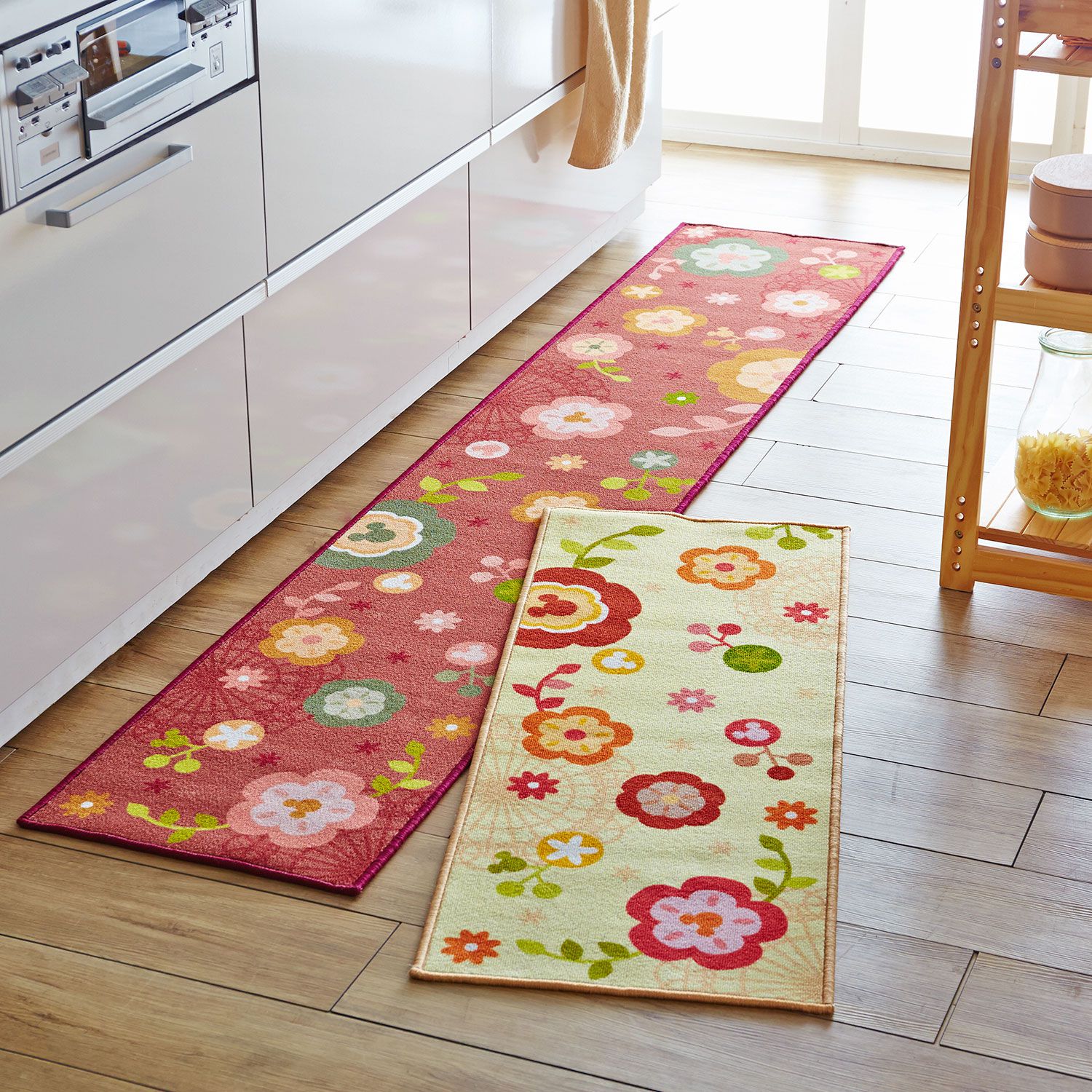 日本千趣會 - 迪士尼 長條型腳踏墊(廚房/臥室)-米奇牽牛花-米