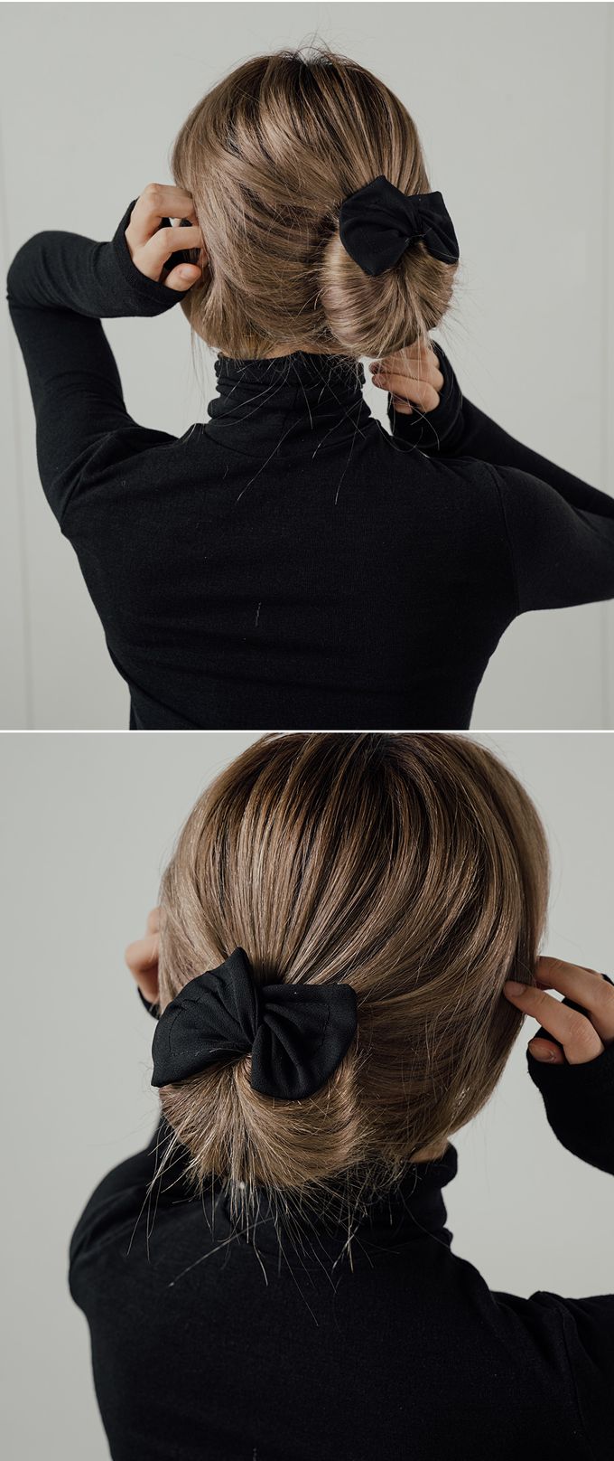 韓國 Soo&Soo - 韓式丸子頭編髮髮飾(素色)-黑 (約33*9.5cm)