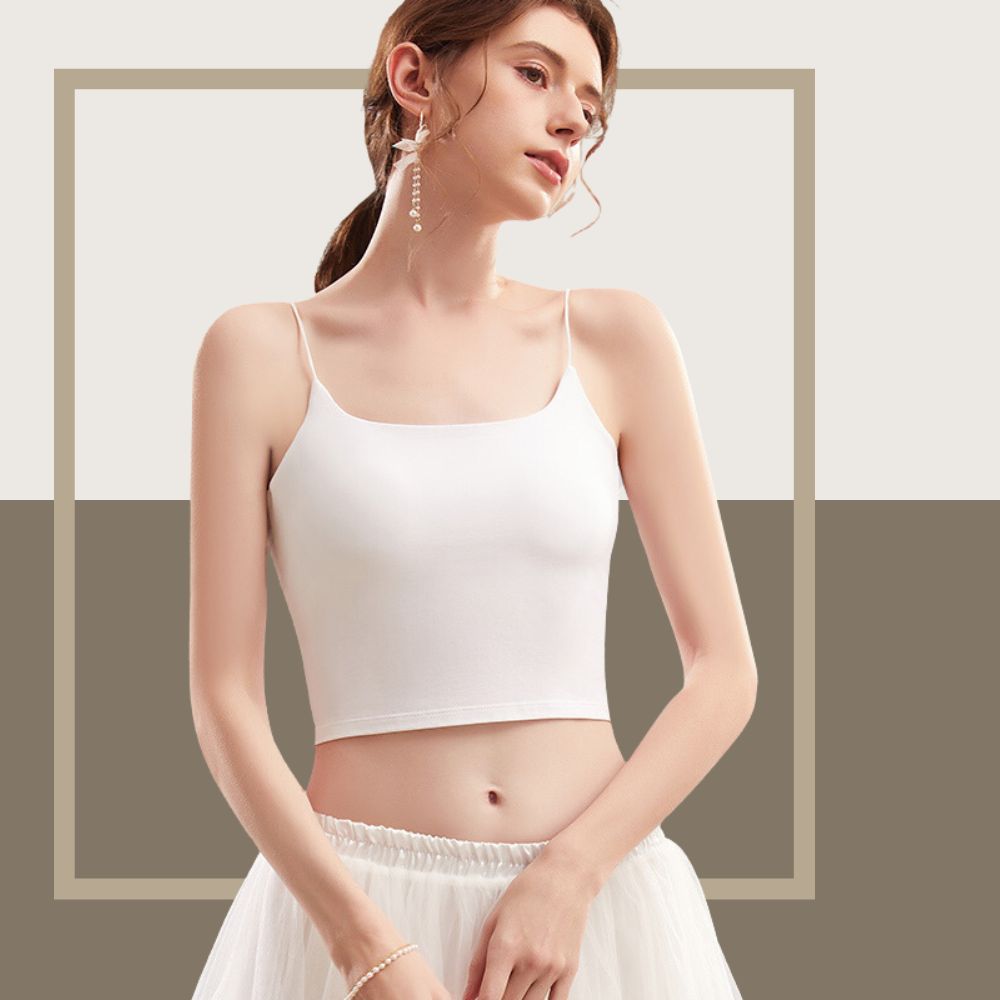 香茉 CHANMODE - 細肩帶U型美背貼合固定乳膠內衣式背心-白色