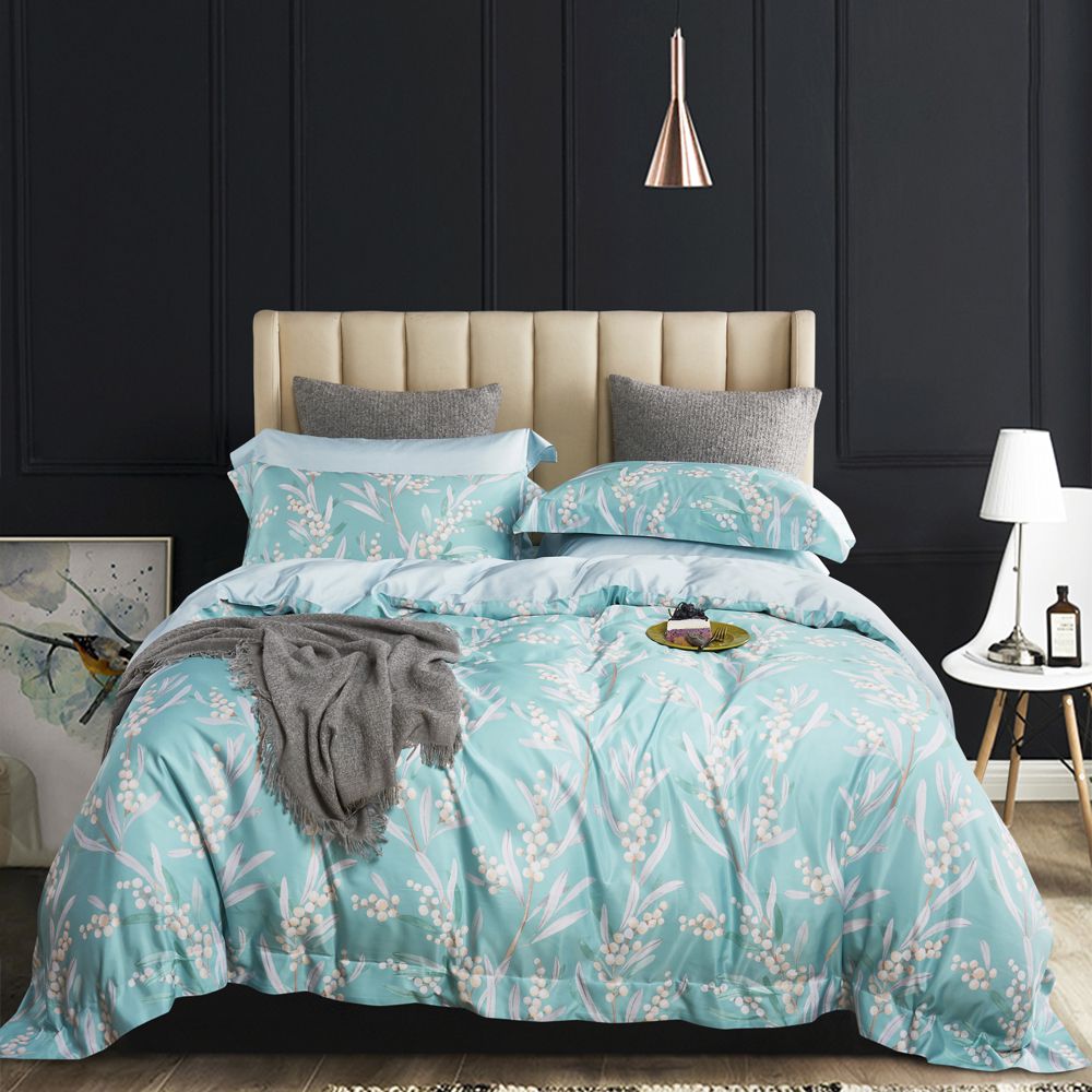 吸濕排汗天絲-錦珠蓮-單人床包被套組(含床包*1+被套*1+枕套*1)