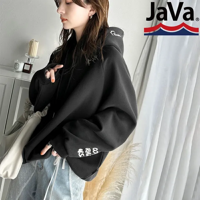 日本 Classical Elf - Java 刺繡logo寬鬆版型帽T-燕麥灰