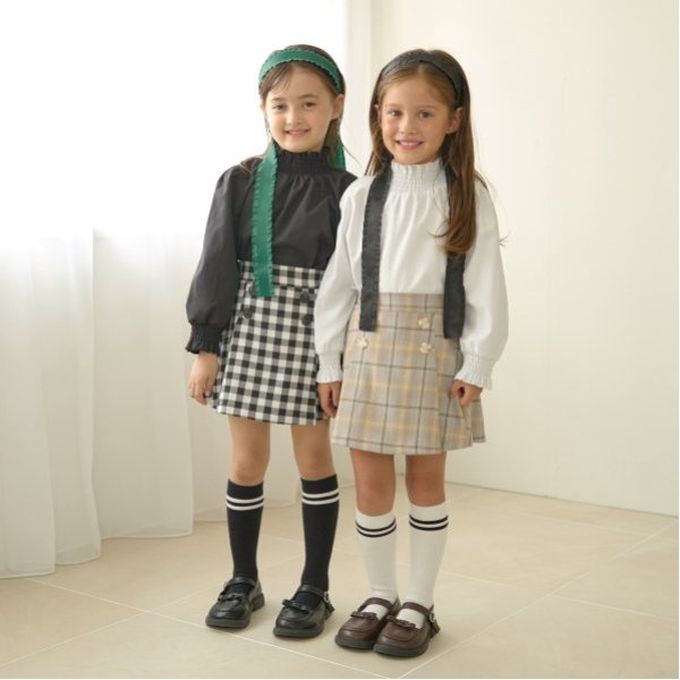 日本 Lycee mine - 學院風俏麗格紋褲裙-蘇格蘭格紋-藍