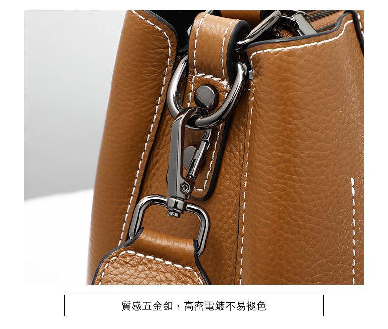 真皮小水桶單肩斜挎包-附2種背帶-酒紅色 (19.5x20x12cm)