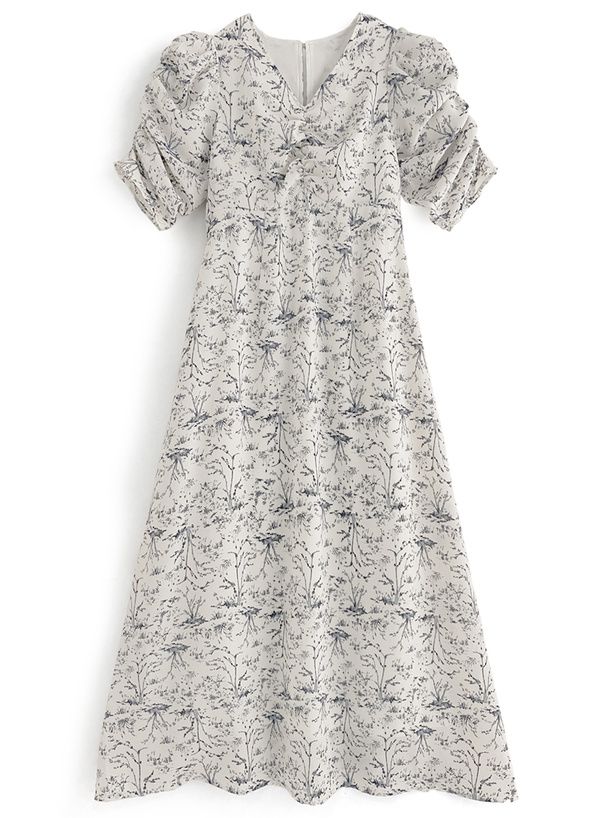 日本 GRL - 浪漫花園後綁帶雪紡洋裝-象牙白