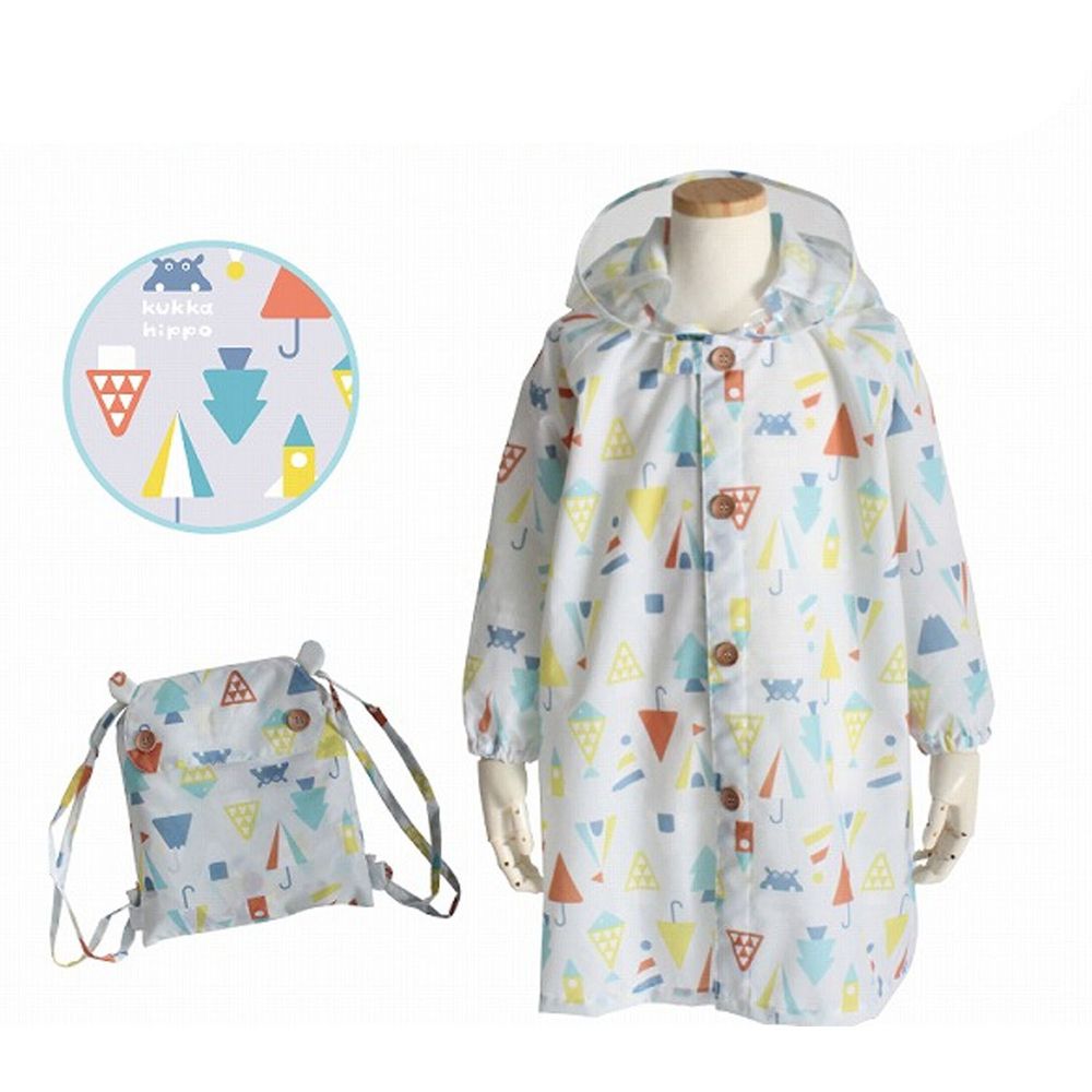 日本 kukka hippo - 兒童雨衣(附收納袋)-三角幾何