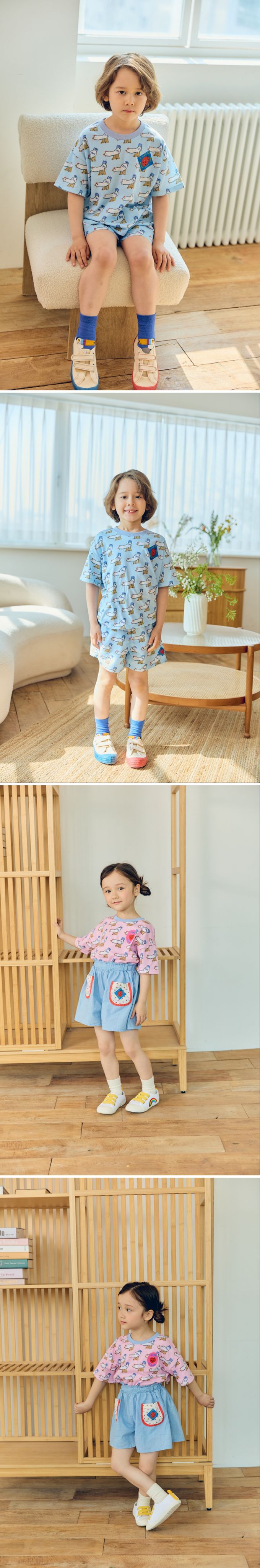 韓國 Mimico - 滿版小雞印短袖上衣-番茄-米