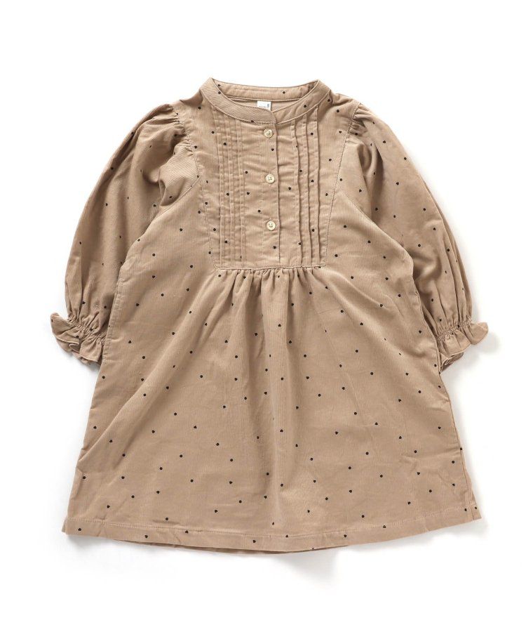 日本 apres les cours - 襯衫領微甜束口長袖洋裝-碎花-海軍藍