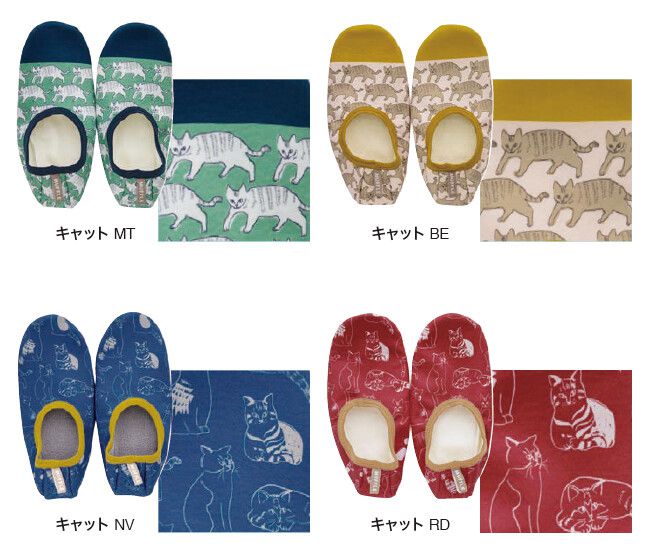 日本 BISQUE - 室內止滑保暖襪-貓咪-薄荷 (M(23-24.5cm))