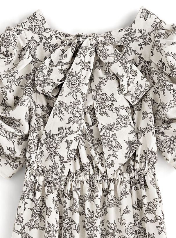 日本 GRL - 優雅歐風碎花收腰魚尾洋裝-米杏