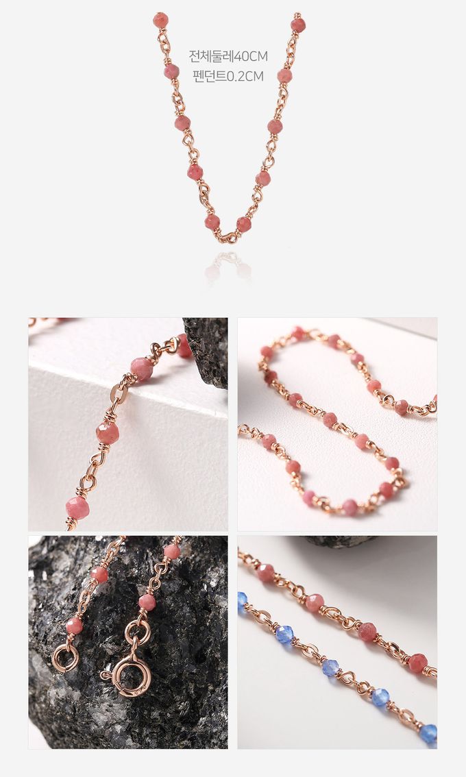 韓國 Soo&Soo - (925純銀)印加玫瑰石愛情項鍊 (長度40cm)