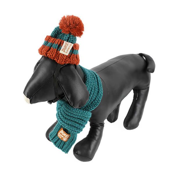 日本代購 - 麻花編織寵物圍巾/圍脖-酒紅 (S)