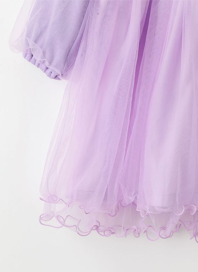 韓國 OZKIZ - 花朵亮片點綴公主網紗洋裝-紫