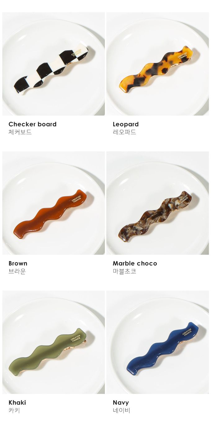 韓國 Soo&Soo - 正韓製CREATION FRANCE波紋造型髮夾-海軍藍