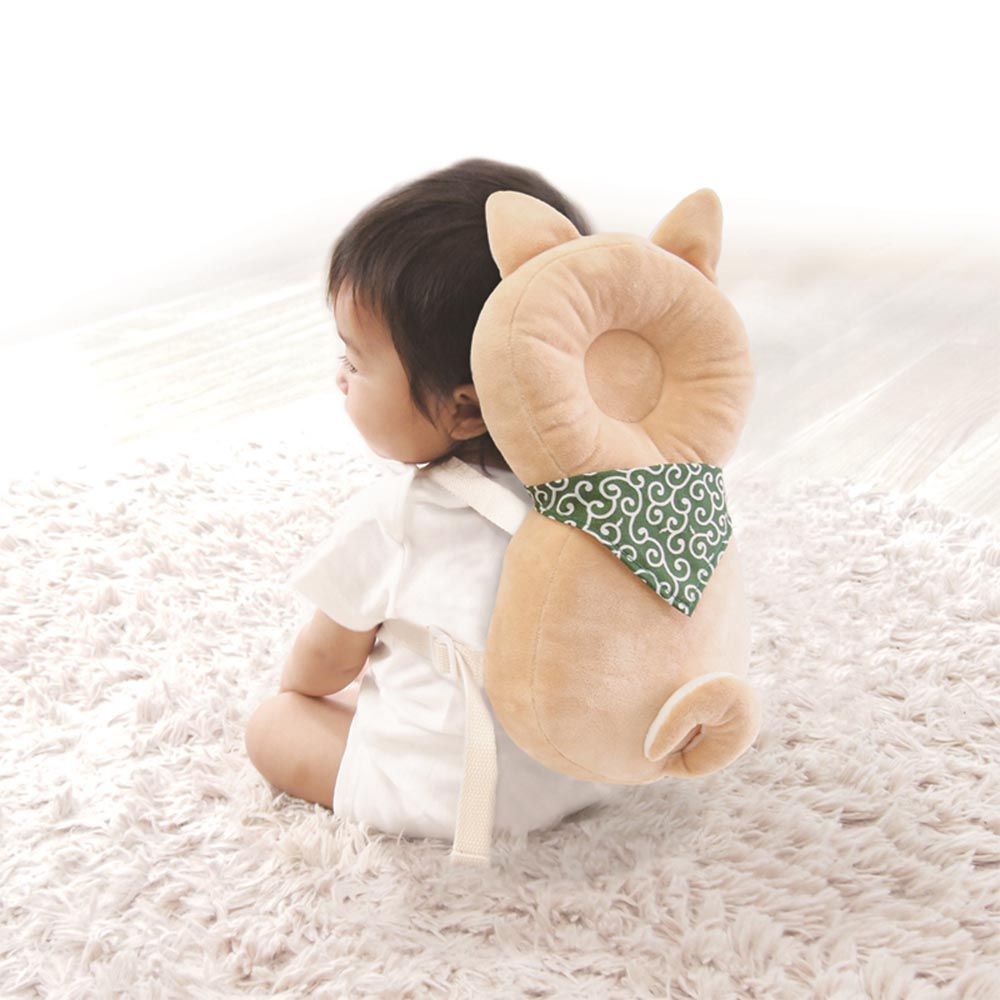 akachan honpo - 嬰兒防護枕背包-柴犬-淺棕色