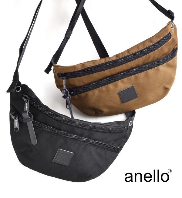 日本 Anello - 配色迷你船型肩背包-LBR咖啡色 (34x20x4.5cm 肩背最長約100cm)
