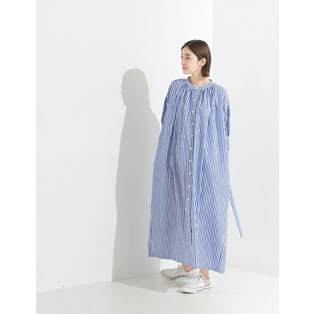 日本 OMNES - 文藝排扣綁帶氣球袖洋裝-可可