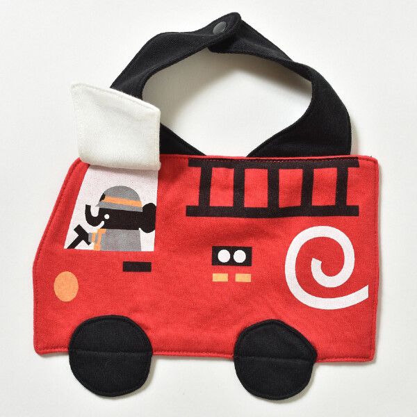 日本 Baby Room - 純棉立體翻翻樂造型圍兜-消防車 (F)