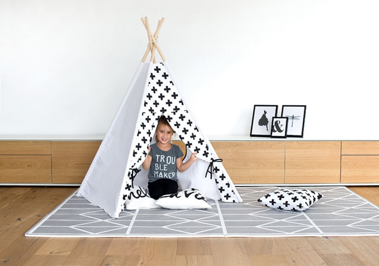 德國 toddlekind - 北歐風系列遊戲地墊-卵石灰-一組6片