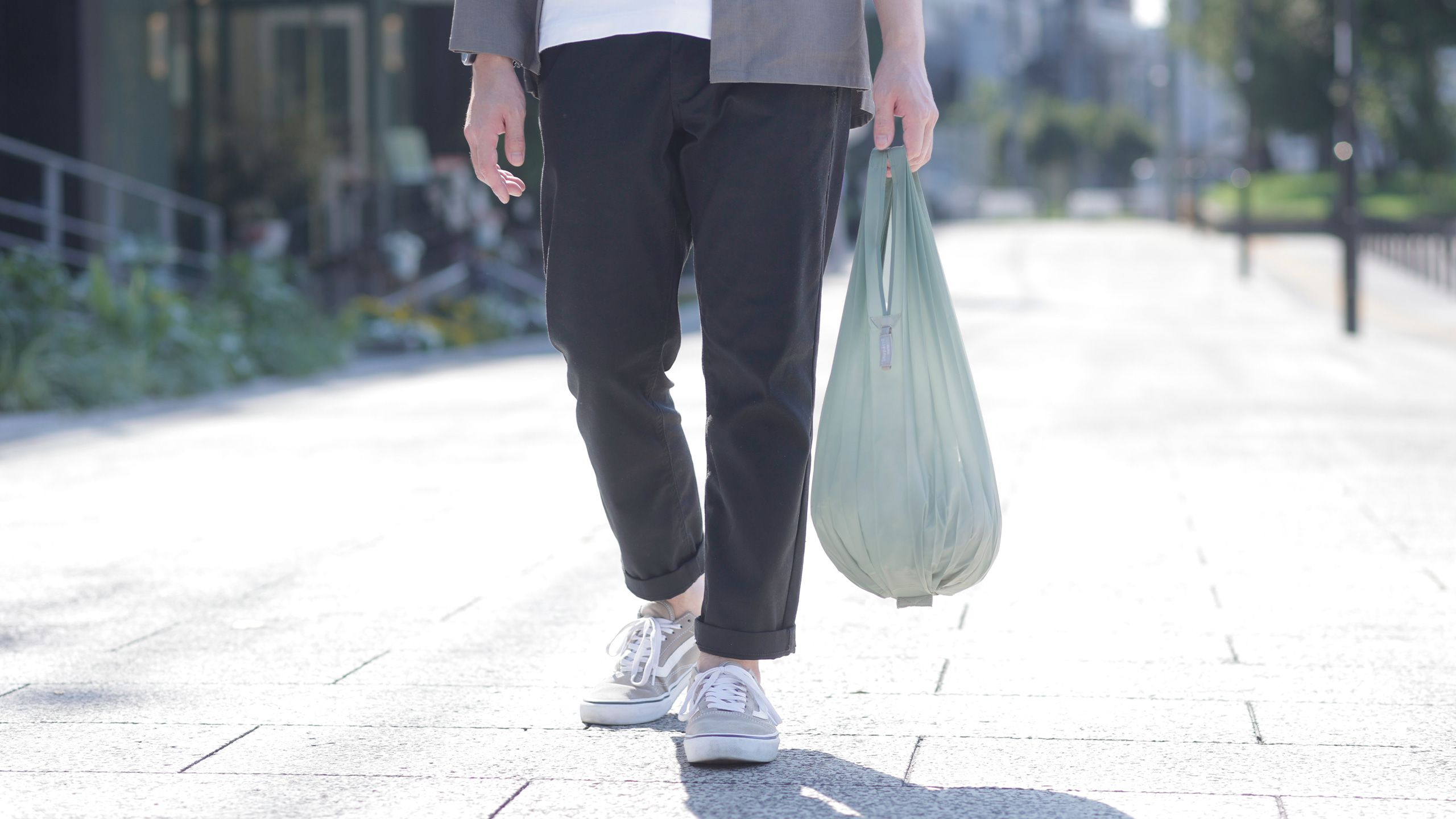 日本 MARNA - Shupatto 秒收摺疊購物袋-Drop水滴輕薄款-冰河灰 (S(25x50cm))-耐重 5kg / 12.6L