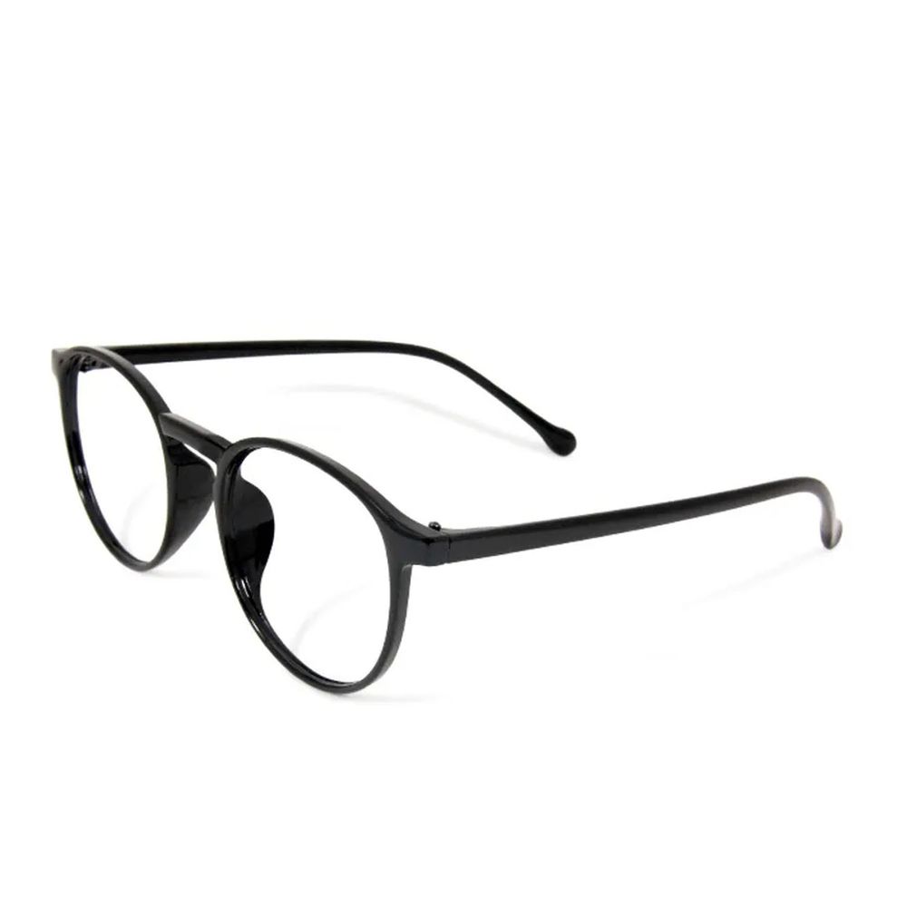 ALEGANT - 簡約造型輕量亮黑圓框UV400濾藍光眼鏡