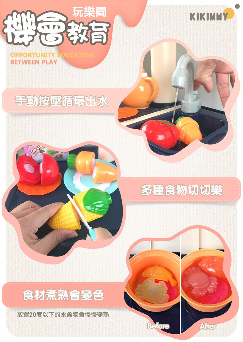 Kikimmy - 豪華加大抽風噴霧廚房玩具(65件組)