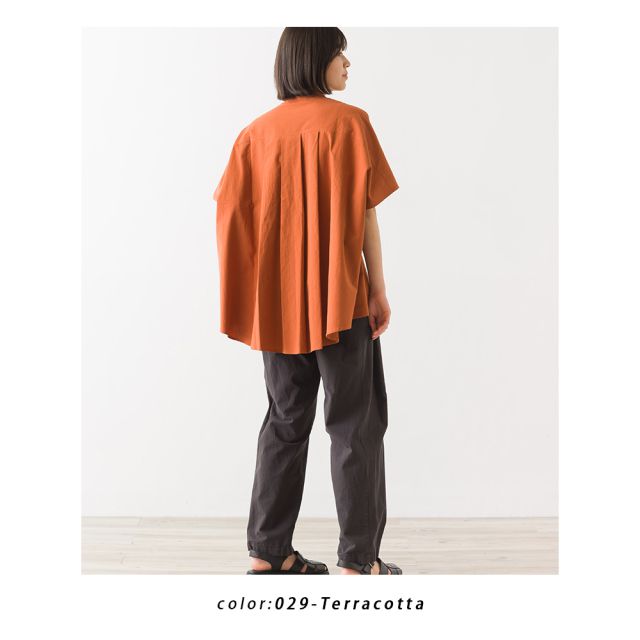 日本 OMNES - 質感純棉法式喇叭寬袖短袖襯衫-白