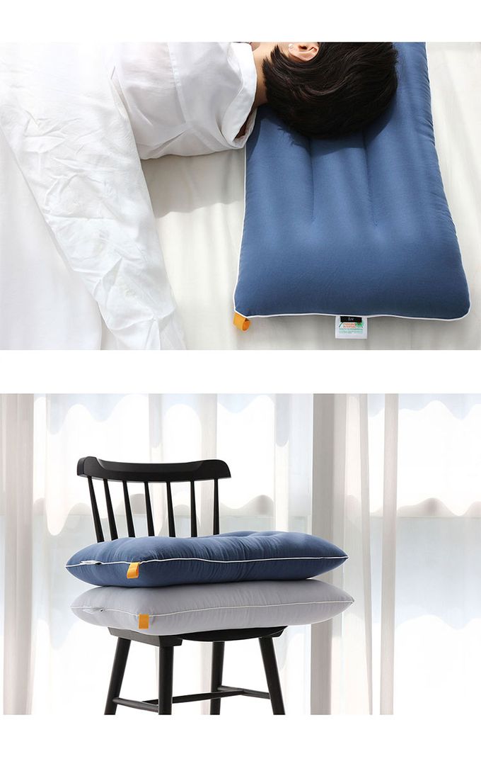 韓國 SSUEIM - 韓國製可水洗防蟎枕頭60x40cm-深藍