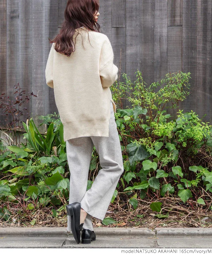 日本 COCA - 前短後長遮臀柔軟毛衣-奶油杏