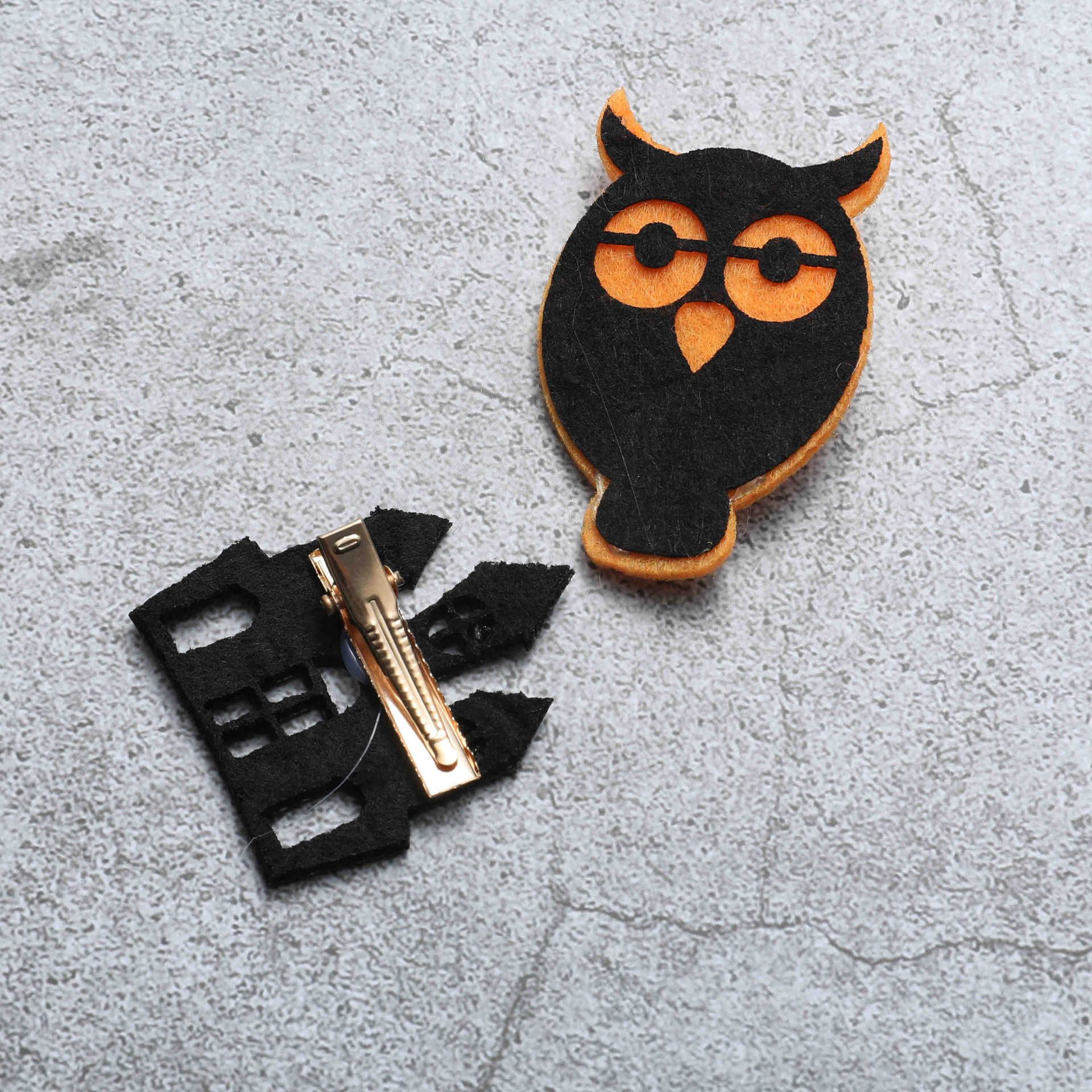 萬聖節裝飾髮夾(一對)-南瓜+女巫帽