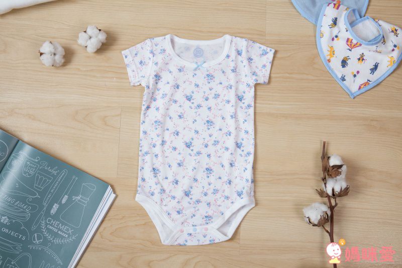 日本 Combi - mini系列-涼感短袖包屁衣-小紫花