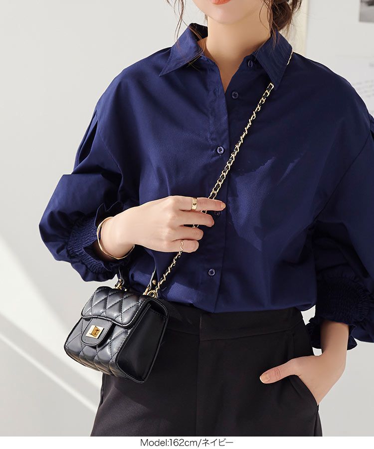 日本 Kobe Lettuce - 優雅翻領澎澎長袖襯衫-檸檬黃