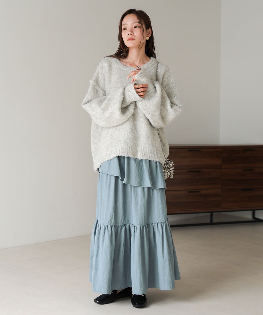 日本 Bab - 成熟可愛立體縐褶蛋糕長裙-米杏 (M)