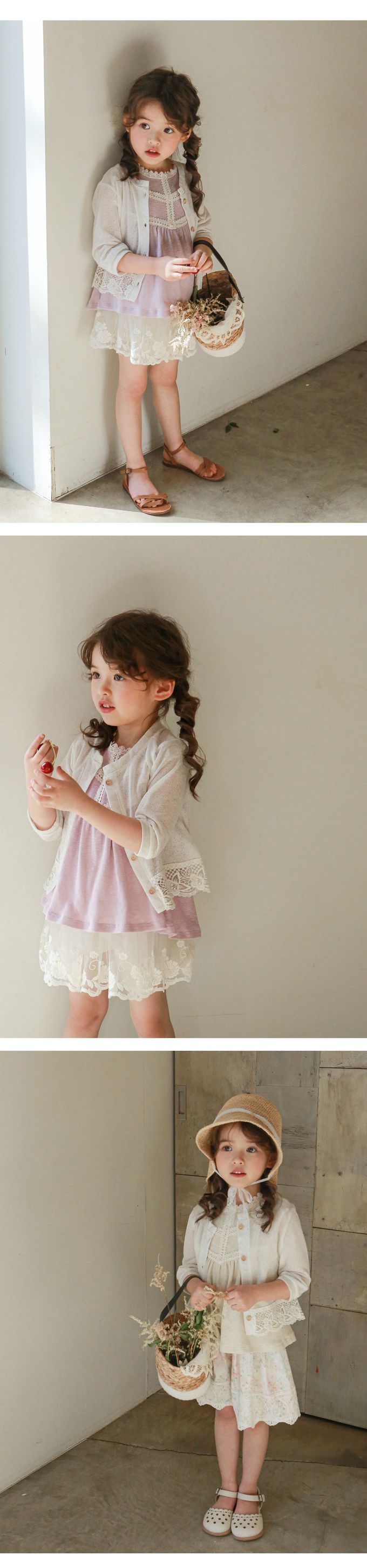 韓國 Puellaflo - 雕花七分袖針織外套-燕麥