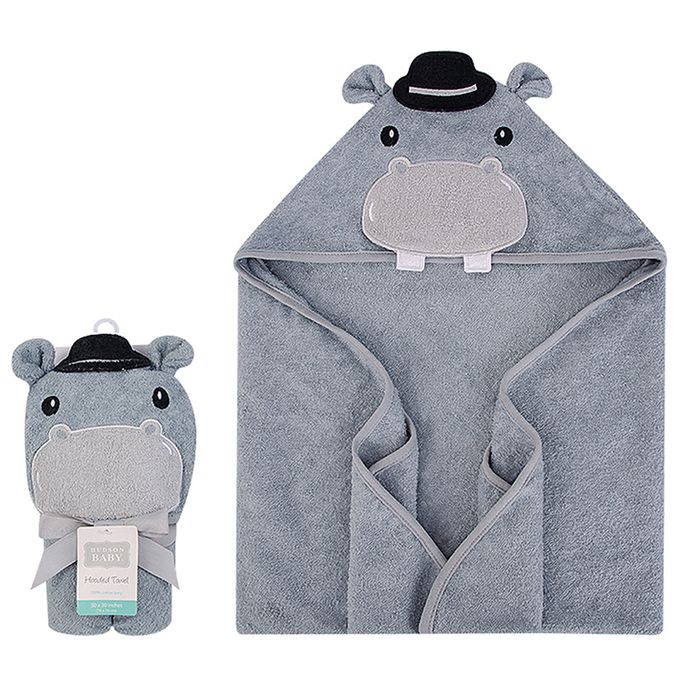 美國 Luvable Friends - 甜蜜寶貝嬰幼兒動物造型連帽浴巾/包巾_76x76cm-帥河馬