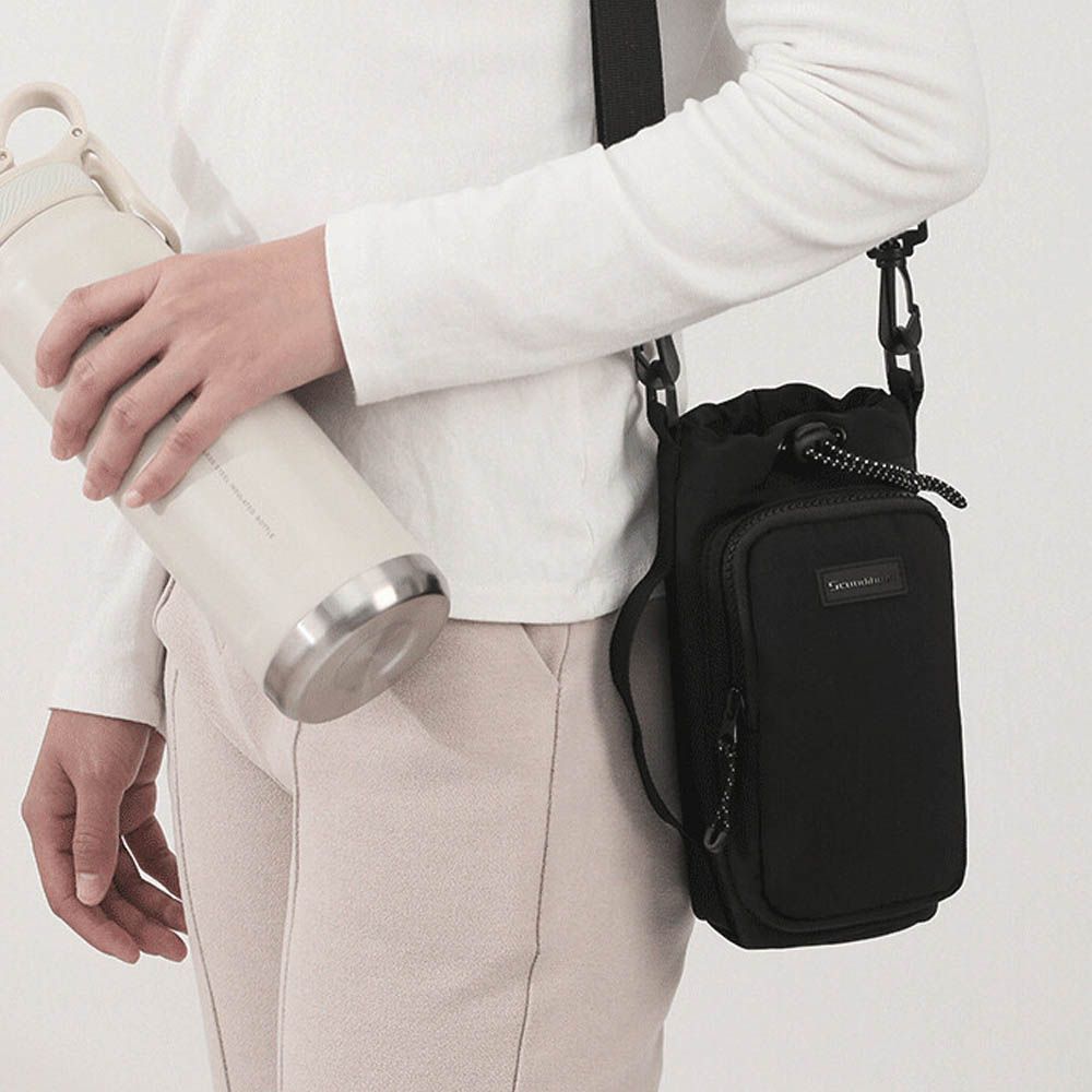 防潑水 手機水壺收納隨身側背小包-黑