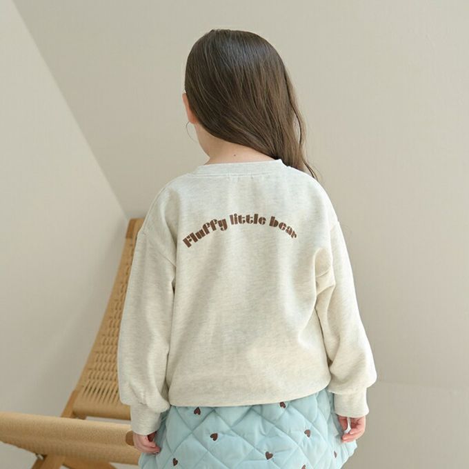 日本 Lycee mine - 可愛相良刺繡裏起毛長袖上衣-愛心小熊-淺藍