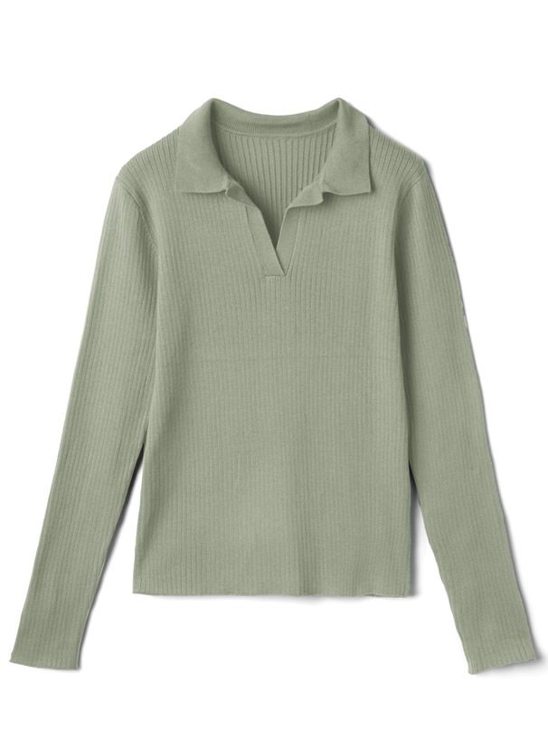 日本 GRL - 率性羅紋薄針織上衣-知性黑