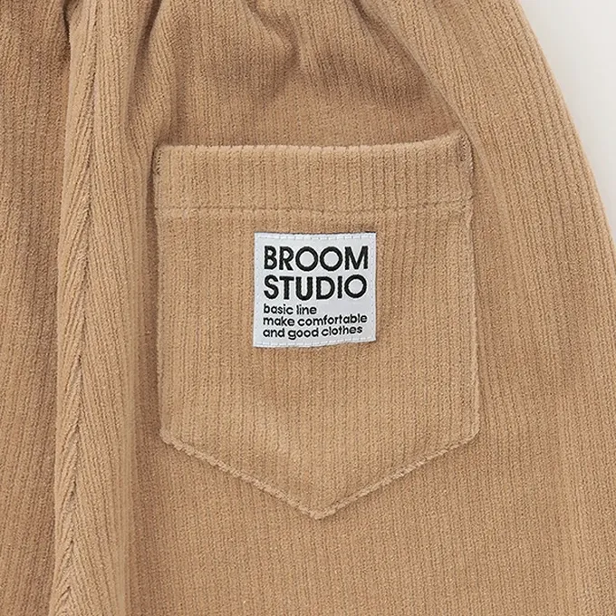 日本 b-ROOM - 柔軟寬鬆織燈芯絨長褲-藍綠