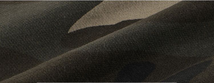 純棉腰鬆緊休閒五分褲-迷彩-卡其綠