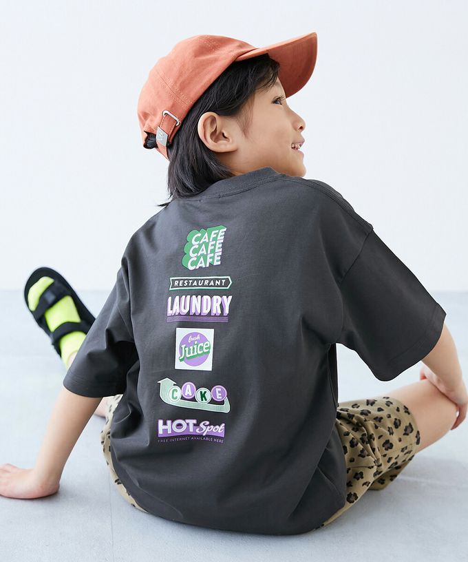 日本 devirock - 接觸涼感 落肩廓形短袖T恤-背後潑墨-藍