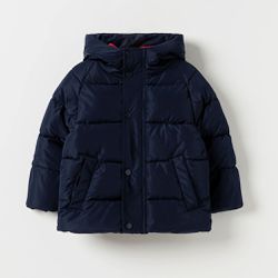 韓國 OZKIZ - 保暖防風搖粒絨填充連帽外套-海軍藍