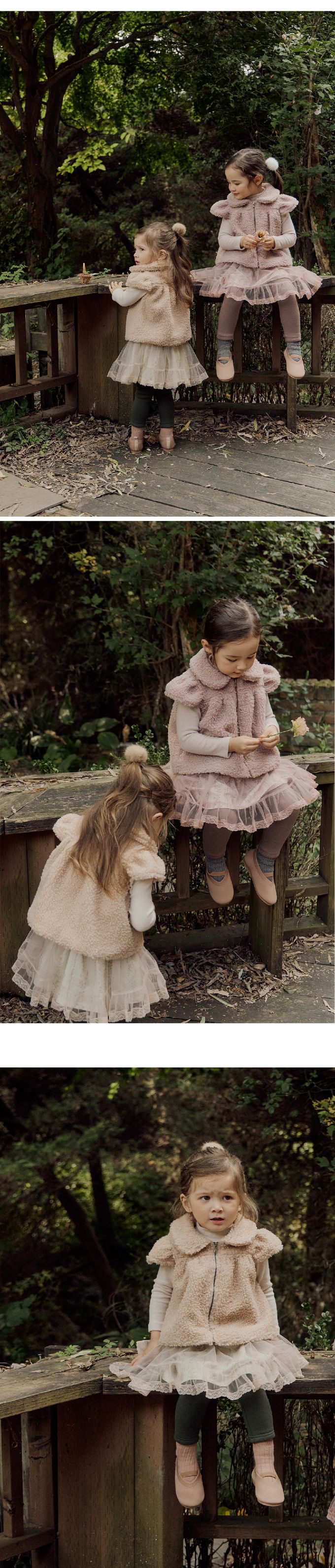 韓國 Puellaflo - 泰迪毛絨拉鍊翻領背心-卡其