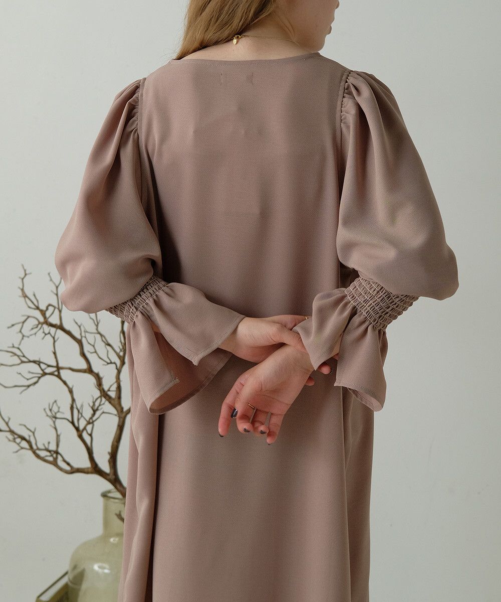 日本 Bab - 歐風垂墜感糖果袖洋裝-薰衣草