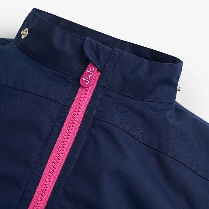 英國 JoJo Maman BeBe - 四合一多功能防水保暖連帽外套-藍雪花