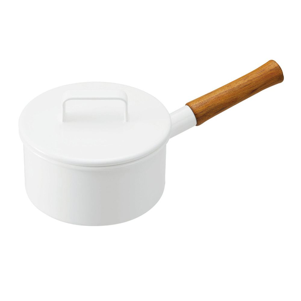 日本 365methods - 單柄附蓋琺瑯牛奶鍋-白 (16cm)-1.7L