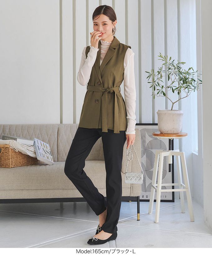 日本 Kobe Lettuce - 素肌感俐落彈力合身長褲(可選長度)-軍綠