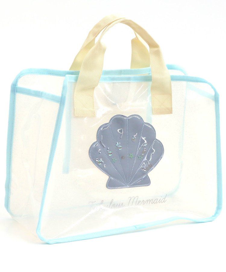 日本 apres les cours - 亮片墜飾防水PVC圓形肩背/手提包-貝殼-水藍